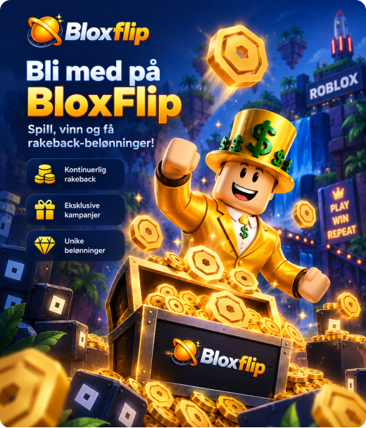 BloxFlip registrering med bonus opptil 10 000 NOK og 100 gratisspinn