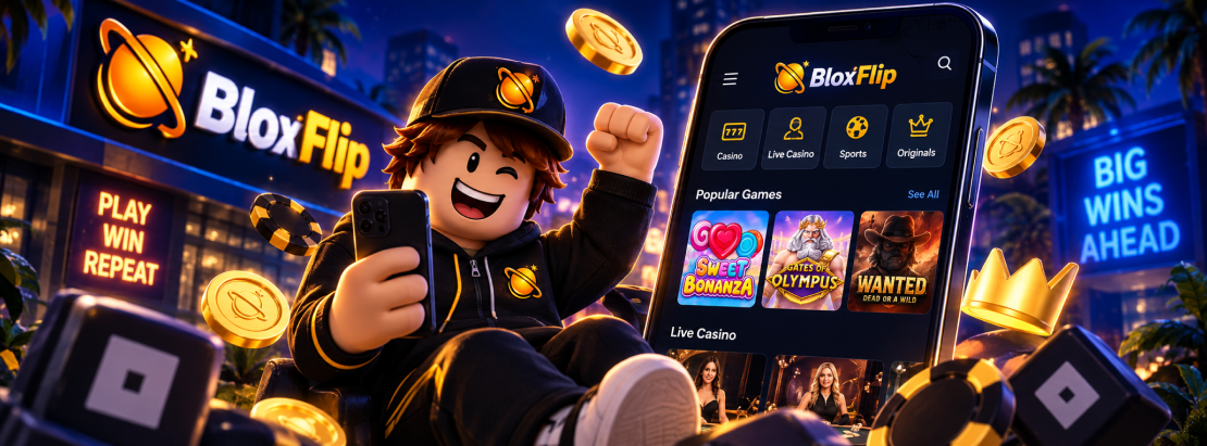 BloxFlip på mobil med casino, live casino og rakeback på smarttelefon